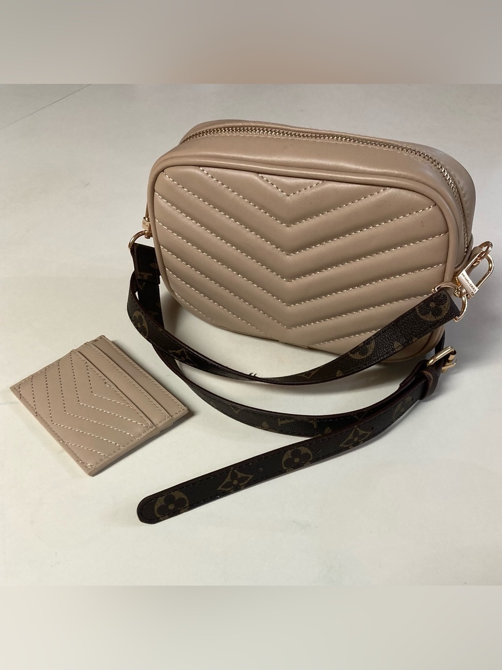 Tan Faux Leather Crossbody Bag
